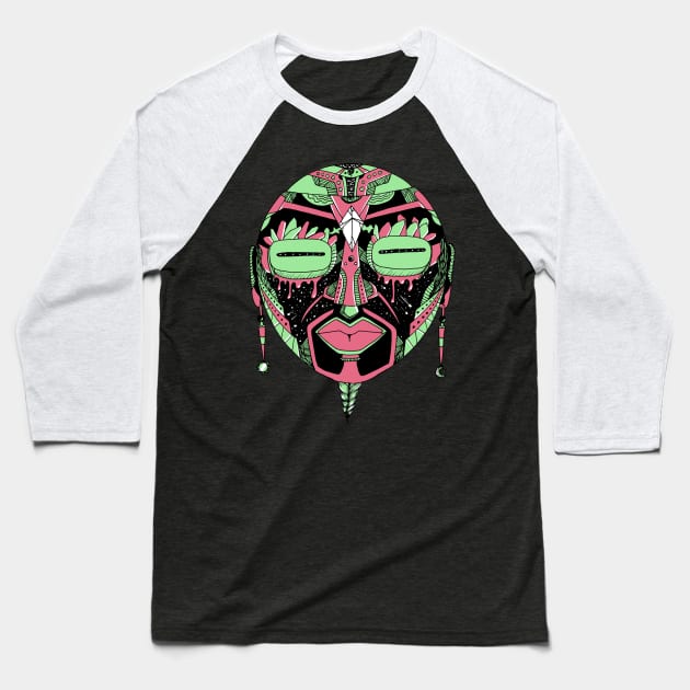 Pink Mint African Mask 2 Baseball T-Shirt by kenallouis